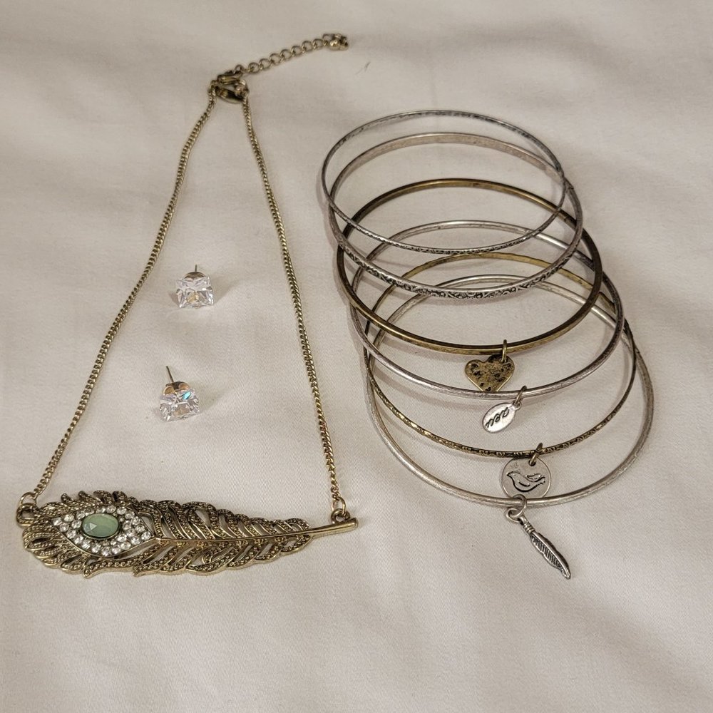 Necklace, Bangles, and Earrings Bundle
